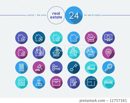 Real estate flat icons set - Stock Illustration [12757381] - PIXTA