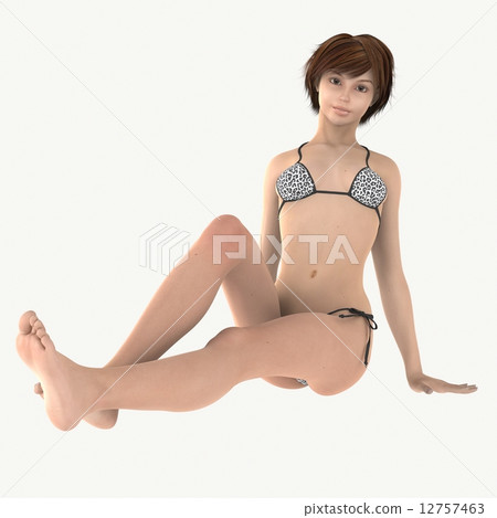 泳衣的婦女真正的3DCG例證材料 泳衣的婦女真正的3DCG例證材料 12757463