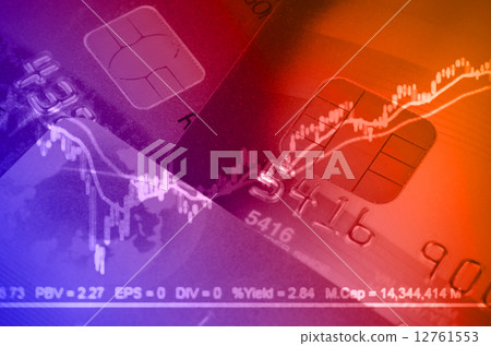 Credit Cart with Chip Set and Stock Chart in Financial Concept. 12761553
