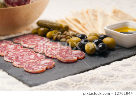 cold cut platter with pita bread and pickles cold cut platter with pita bread and pickles 12761944