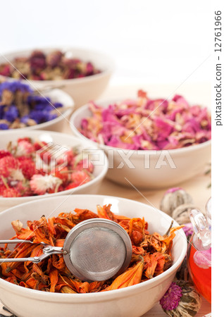 Herbal natural floral tea infusion with dry flowers Herbal natural floral tea infusion with dry flowers 12761966