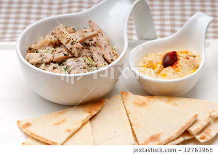 chicken taboulii couscous with hummus chicken taboulii couscous with hummus 12761968