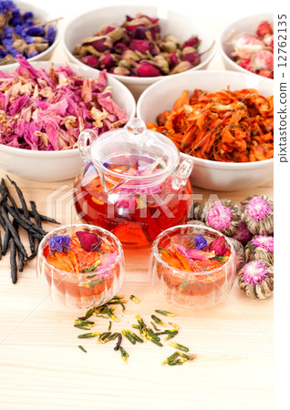 Herbal natural floral tea infusion with dry flowers 12762135