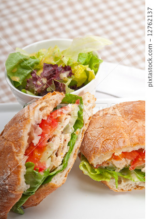 ciabatta panini sandwich with chicken and tomato ciabatta panini sandwich with chicken and tomato 12762137