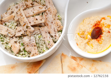 chicken taboulii couscous with hummus chicken taboulii couscous with hummus 12762138