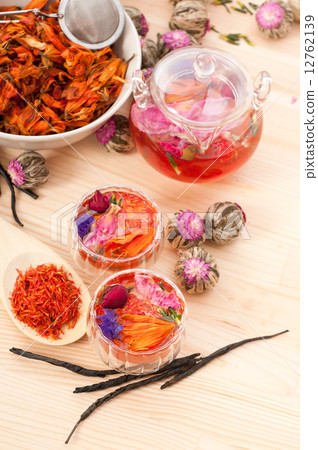 Herbal natural floral tea infusion with dry flowers Herbal natural floral tea infusion with dry flowers 12762139