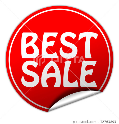 Best sale round red sticker on white background 12763893