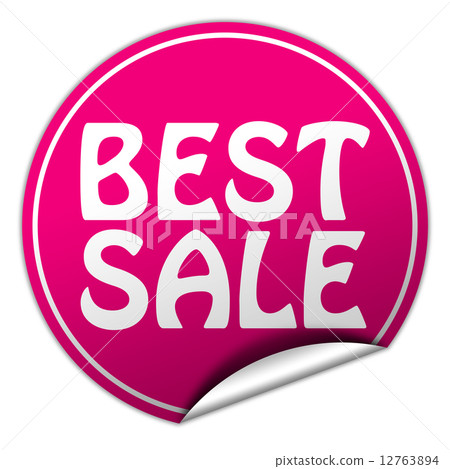 Best sale round pink sticker on white background 12763894