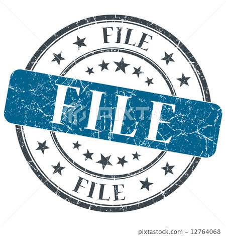 File blue grunge round stamp on white background 12764068