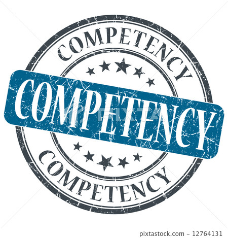 Competency blue grunge textured vintage isolated stamp 12764131