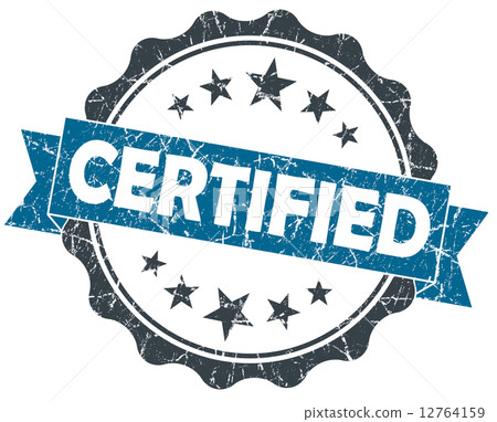 CERTIFIED blue grunge vintage seal isolated on white 12764159