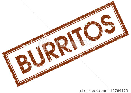 Burritos brown square grungy stamp isolated on white background Burritos brown square grungy stamp isolated on white background 12764173