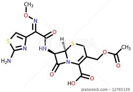 Cefotaxime, a cephalosporin antibiotic. Structural formula Cefotaxime, a cephalosporin antibiotic. Structural formula 12765139