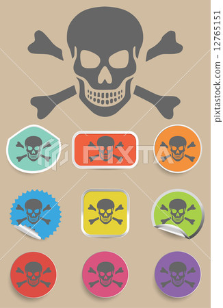Skull and bones warning sign - vector 12765151