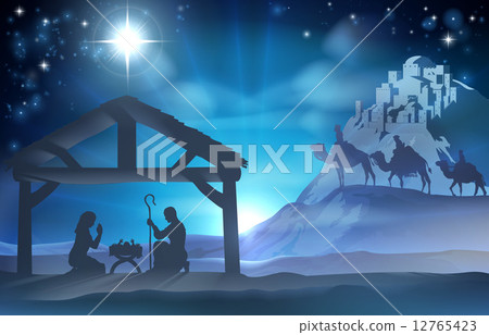 Nativity Christmas Scene - Stock Illustration [12765423] - PIXTA