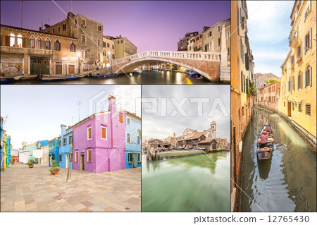 Collage of landmarks in Venice 12765430