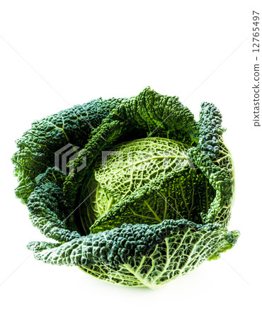 Savoy cabbage on the white background 12765497