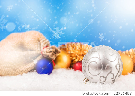 Christmas balls and Santa`s pack 12765498