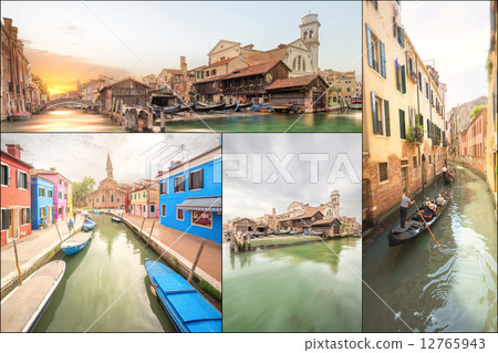 Collage of landmarks in Venice 12765943