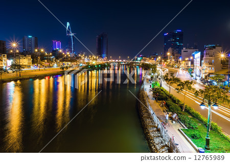 Hochiminh city at night, Vietnam Hochiminh city at night, Vietnam 12765989