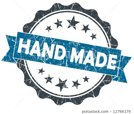 Hand MADE blue grunge vintage seal isolated on white Hand MADE blue grunge vintage seal isolated on white 12766176