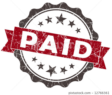 PAID red grunge vintage seal isolated on white 12766361