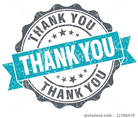 Thank you turquoise grunge retro style isolated seal 12766470