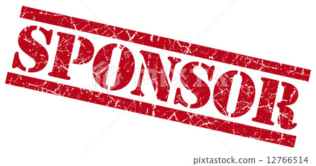 Sponsor red square grunge textured isolated stamp 12766514