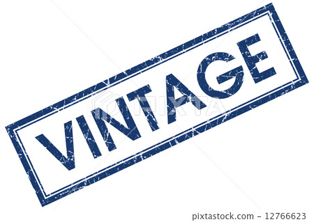 Vintage blue square grungy stamp isolated on white background 12766623