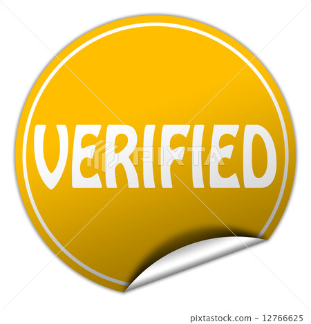 verified round yellow sticker on white background 12766625