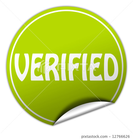 verified round green sticker on white background 12766626
