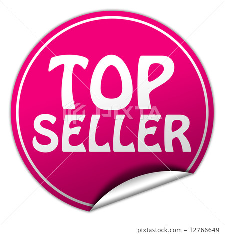 top seller round pink sticker on white background top seller round pink sticker on white background 12766649