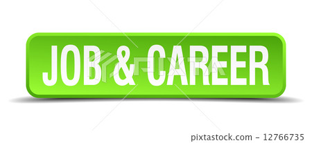 job and career green 3d realistic square isolated button 12766735