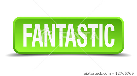 Fantastic green 3d realistic square isolated button 12766769