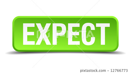 Expect green 3d realistic square isolated button 12766773