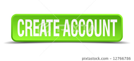 create account green 3d realistic square isolated button 12766786