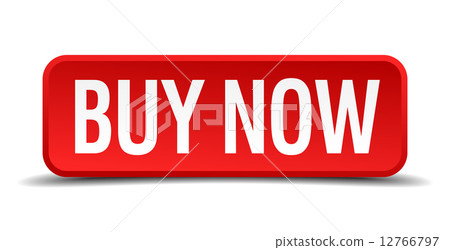 buy now red three-dimensional square button isolated on white background 12766797