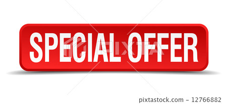 Special offer red 3d square button isolated on white Special offer red 3d square button isolated on white 12766882