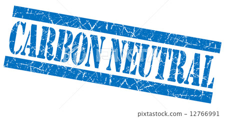 Carbon neutral grunge blue stamp 12766991