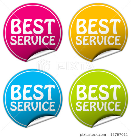 Best service round stickers set on white background 12767011