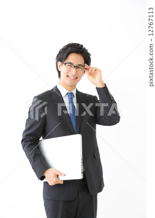 Male businessman with laptop 12767113