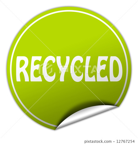 recycled round green sticker on white background - Stock Illustration ...