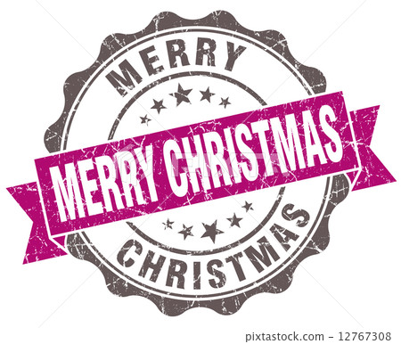Merry christmas violet grunge retro vintage isolated seal 12767308