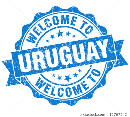 Welcome to Uruguay blue grungy vintage isolated seal 12767342