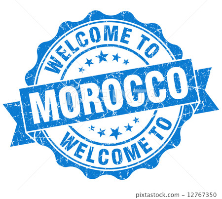Welcome to Morocco blue grungy vintage isolated seal 12767350