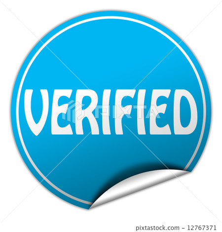 verified round blue sticker on white background 12767371