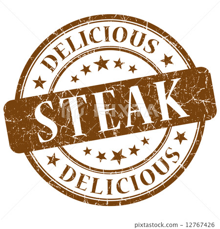 Steak brown grunge stamp 12767426