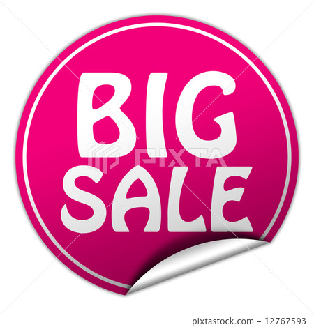 Big sale round pink sticker on white background Big sale round pink sticker on white background 12767593