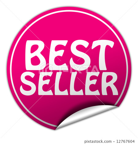 Best seller round pink sticker on white background 12767604