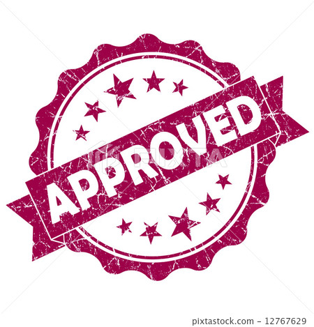 APPROVED pink vintage round grunge seal isolated on white background 12767629